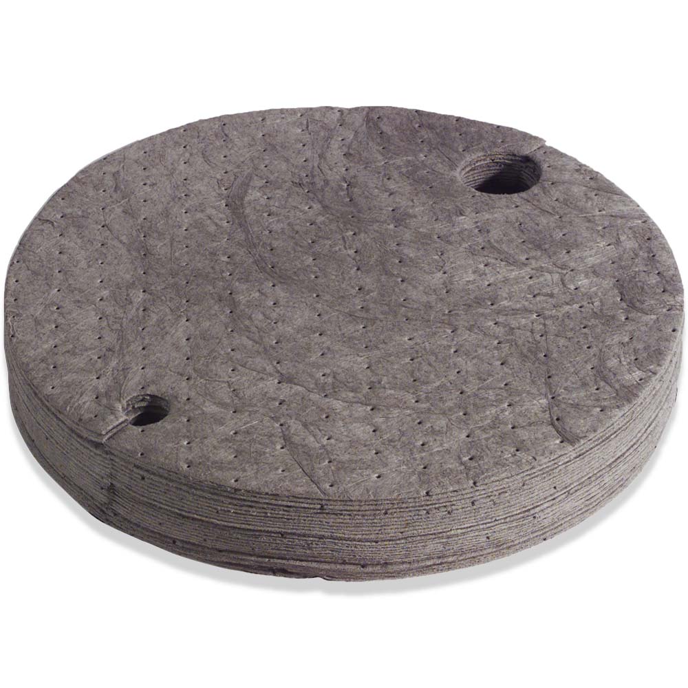 thumbnail image 2 of 25-Pack Drum Top Absorbent Pads For 55 Gallon Barrels - 22" Diameter, Gray, Fits 0.75" & 2" Bungs 2 of 5